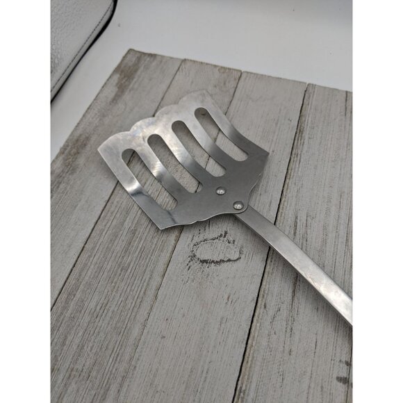 Stanhome USA Stainless Slotted Spatula Strainer Turner Brown 13" Scalloped Curve - Picture 1 of 6